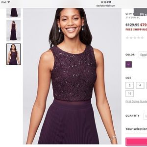 David’s Bridal Bridesmaid Dress Size 2 in Eggplant